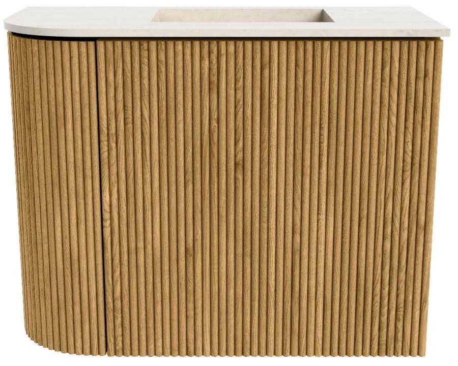 Mondiaz Joya DLux 50cm toiletmeubel ronding links oak met wastafel faye rechts 1 kraangat meli