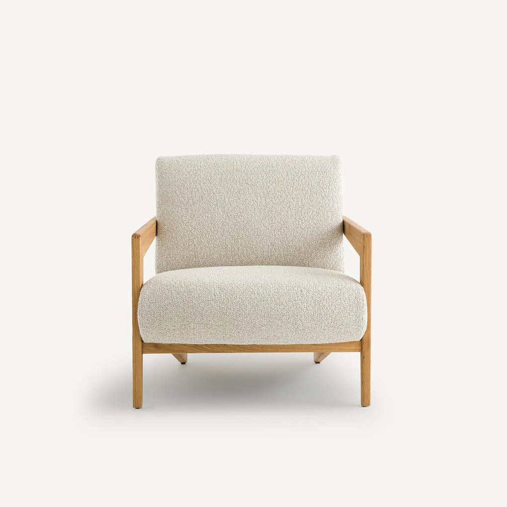 Fauteuil in massief eik en bouclette, Izag