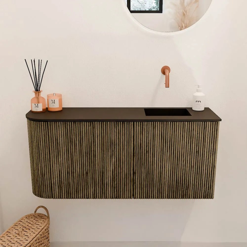 Mondiaz Joya 90cm toiletmeubel ronding links dusk met wastafel faye rechts zonder kraangat urban