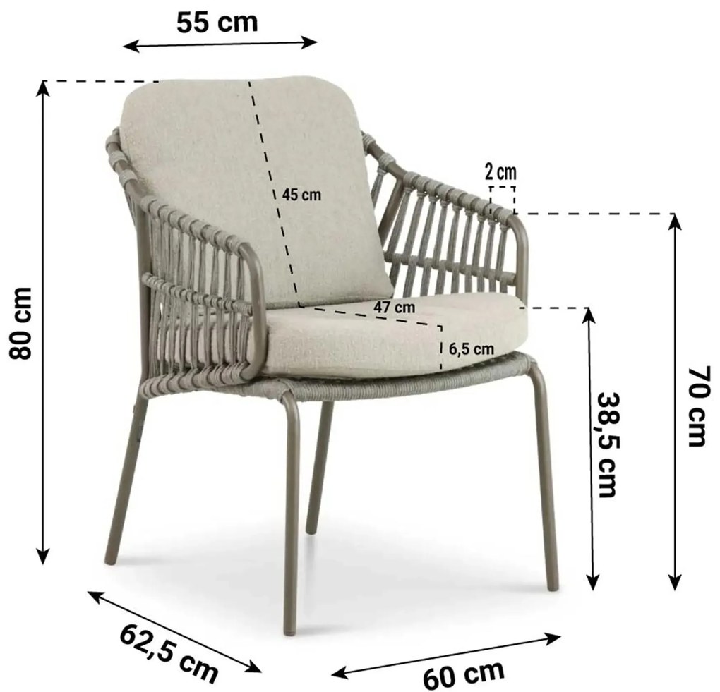 Tuinset 6 personen  Aluminium/rope Taupe 4 Seasons Outdoor Capalbio/Sand