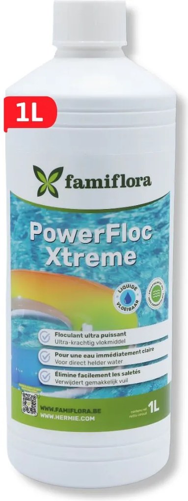 Famiflora PowerFloc Xtreme vloeibaar 1L - Krachtig vlokmiddel voor kristalhelder zwembadwater