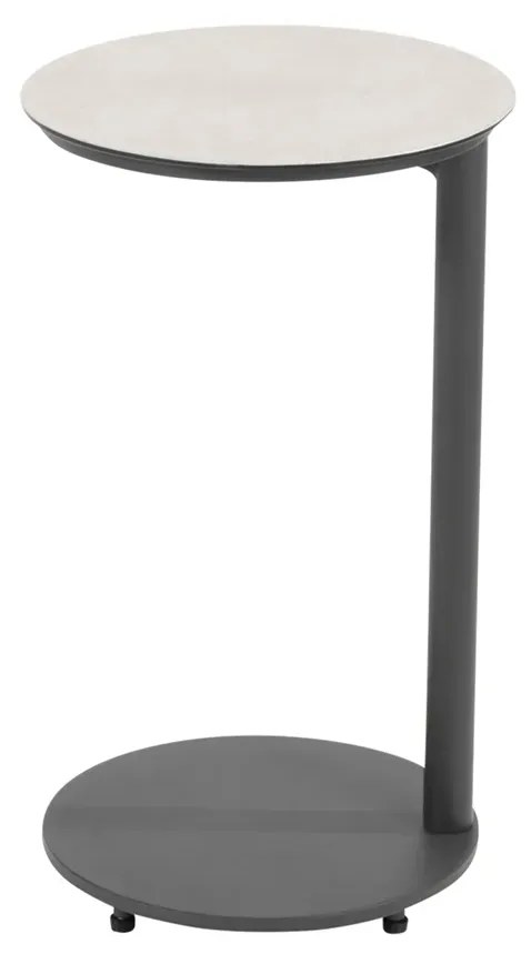 Taste by 4 Seasons Vic bijzettafel antraciet met rond keramisch tafelblad Ø 30 cm (H 50 cm) Loungetafel   beige weerbestendig