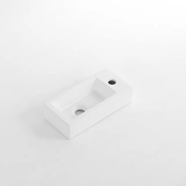 QeramiQ Dely Fontein - 38x18.5x9cm - keramiek - kraangat rechts - Mat wit E-8020R-MW