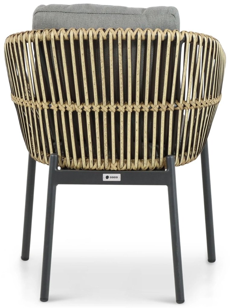 Tuinset 4 personen 180 cm Aluminium/wicker Taupe Coco Nathan/Vienna