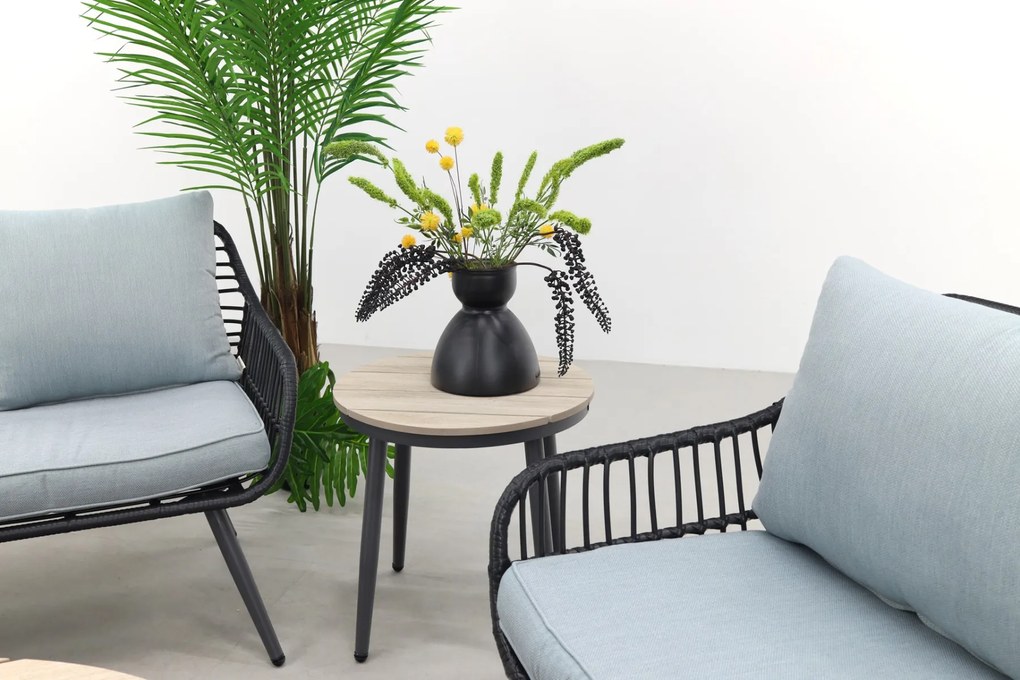 Garden Impressions Margriet stoel-bank loungeset - Carbon black/Mint grey - 5 delig
