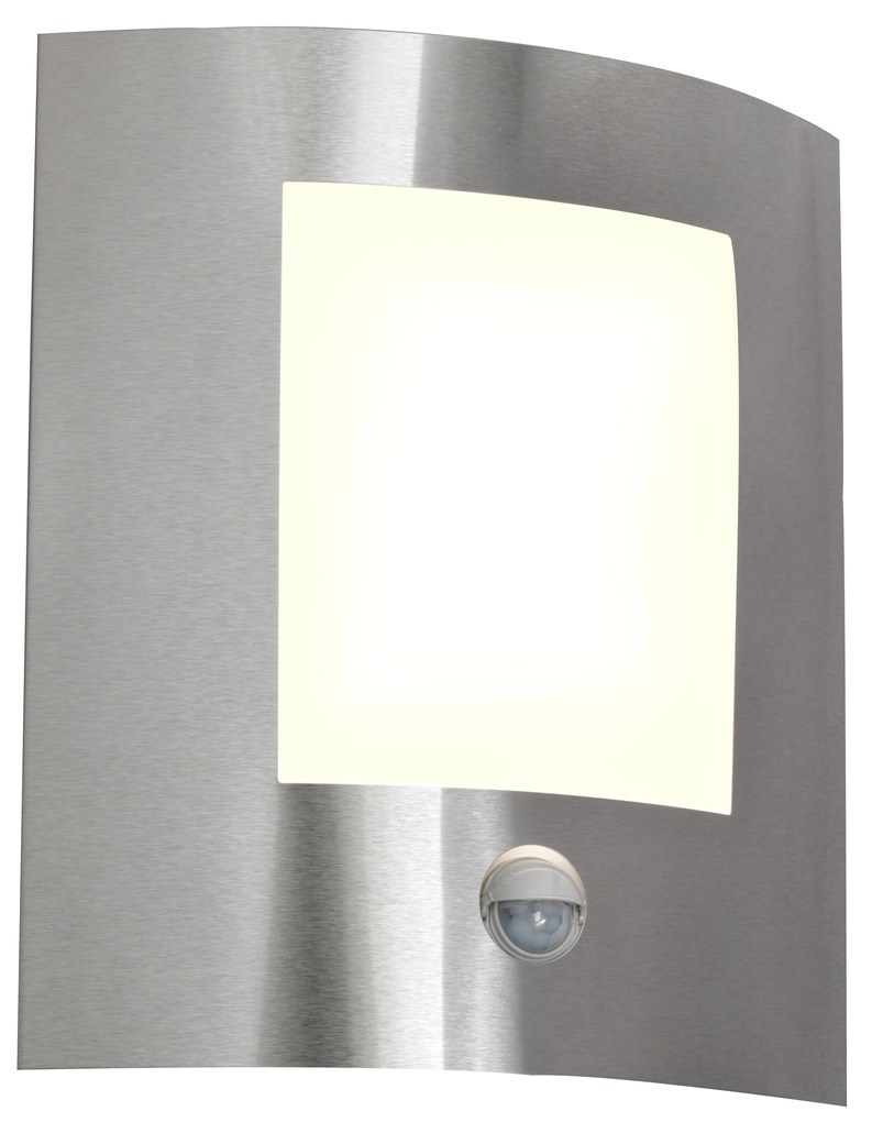 Moderne buitenwandlamp met bewegingsmelder staal bewegingssensor IP44 - Emmerald 1 Modern E27 IP44 Buitenverlichting