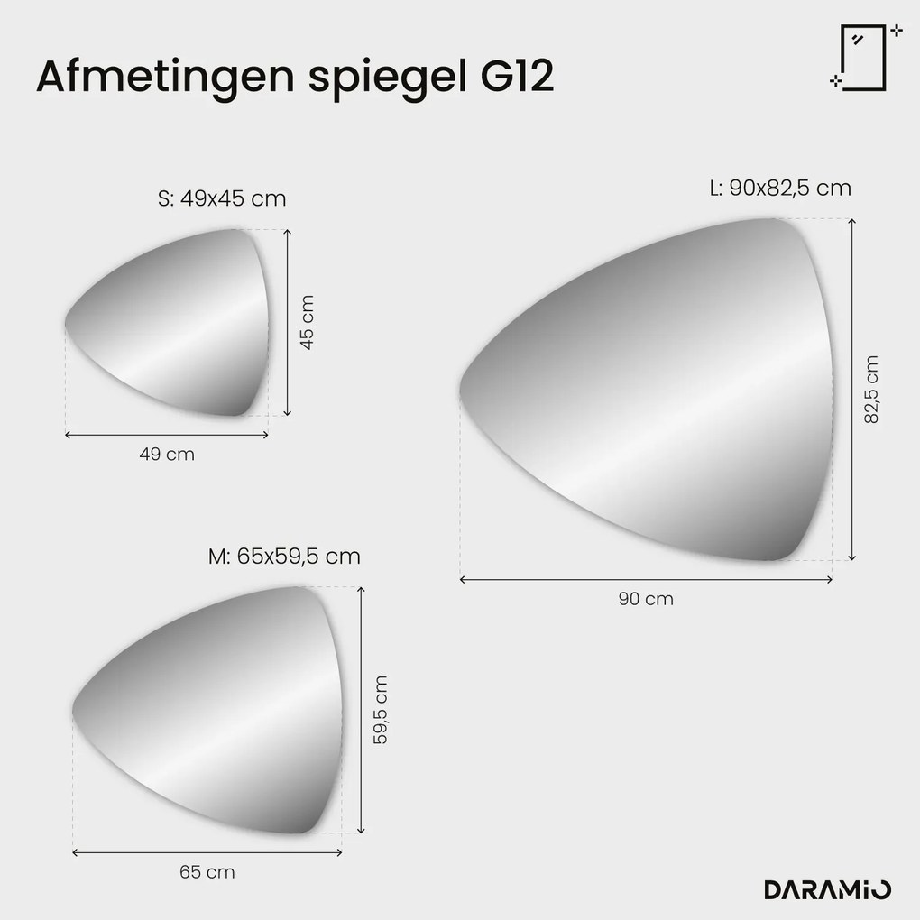 Driehoekige spiegel met LED-verlichting G12