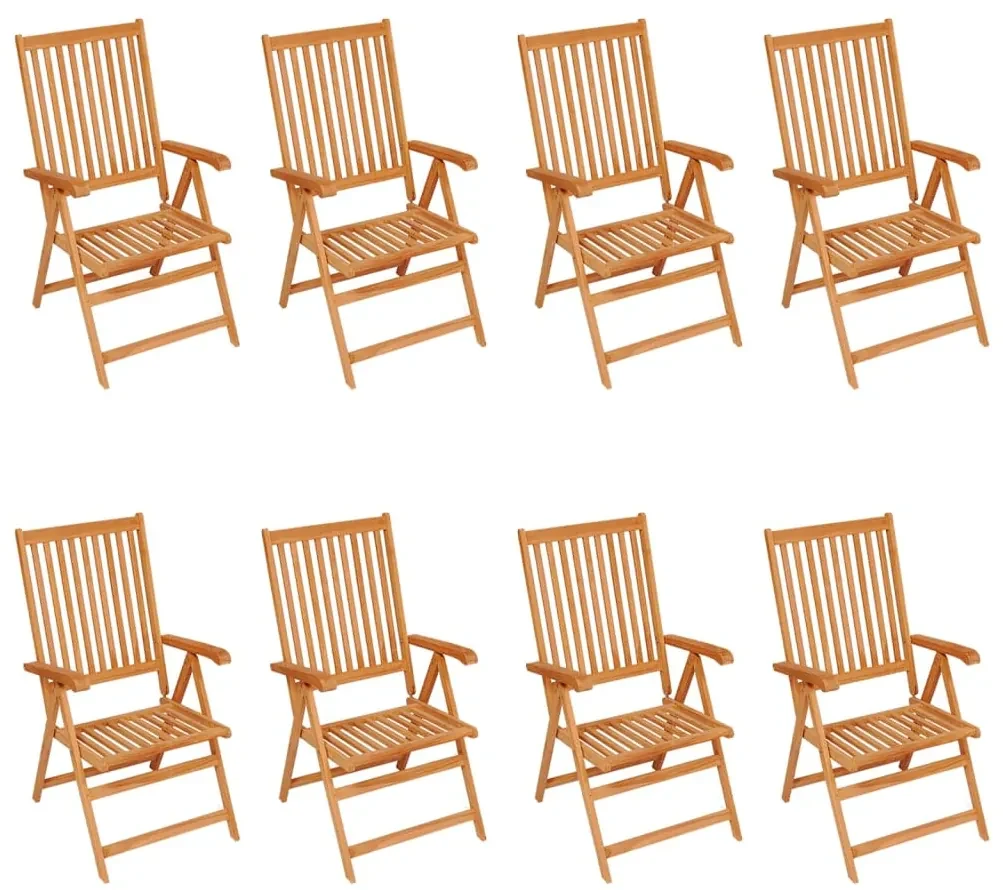 vidaXL Tuinstoelen 8 st verstelbaar met kussens massief teakhout