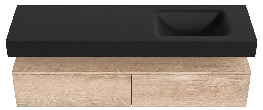 Zaro Alan badmeubel 160cm washed oak 2 lades met vrijhangende wastafel cloud rechts zonder kraangat urban
