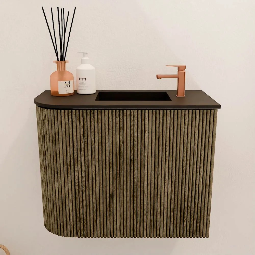 Mondiaz Joya 50cm toiletmeubel ronding links dusk met wastafel faye rechts 1 kraangat urban
