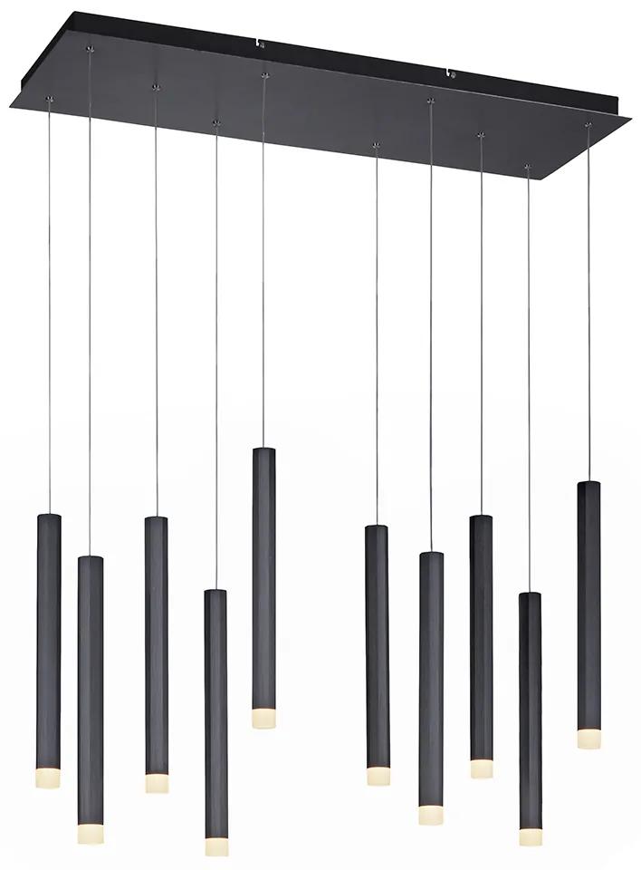 Eettafel / Eetkamer Moderne hanglamp zwart incl. LED 10-lichts - Stanislas Modern Binnenverlichting Lamp