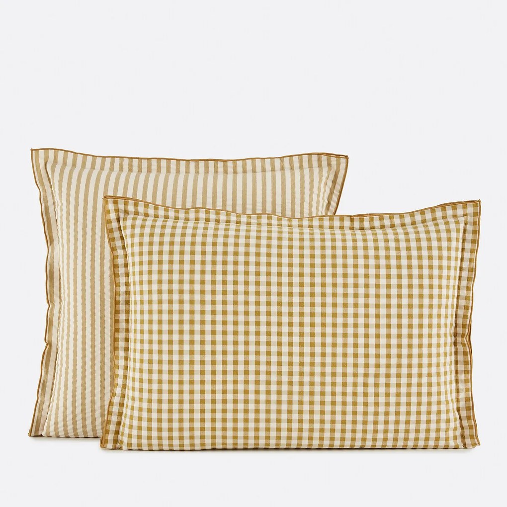 Katoenen seersucker kussensloop, Cottage absinthe