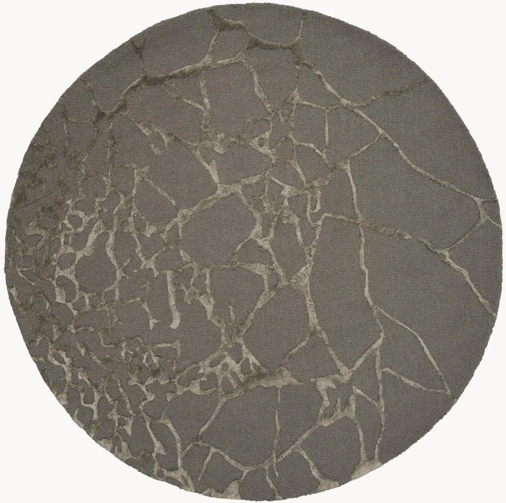 Rond laagpolig wollen vloerkleed Marmo, handgetuft