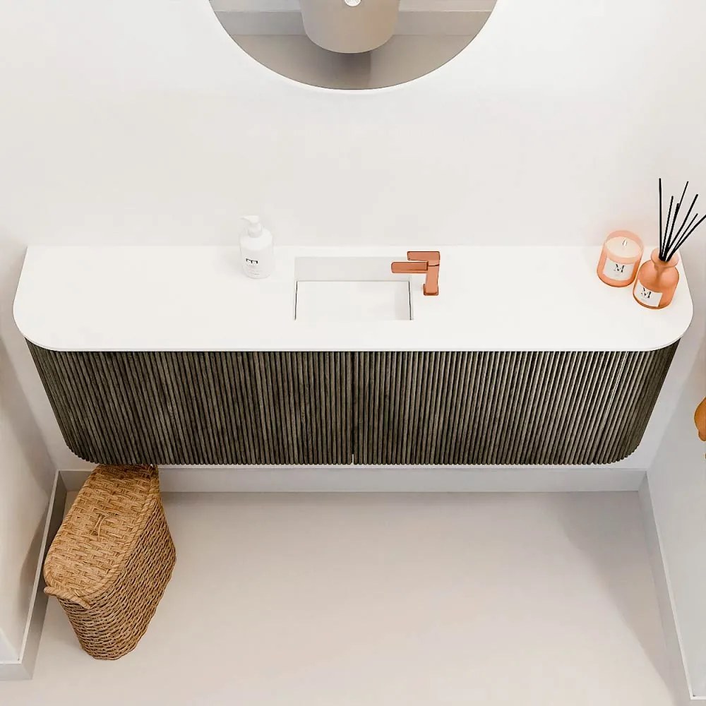 Mondiaz Joya 125cm toiletmeubel ronding links/rechts shadow met wastafel faye midden 1 kraangat talc