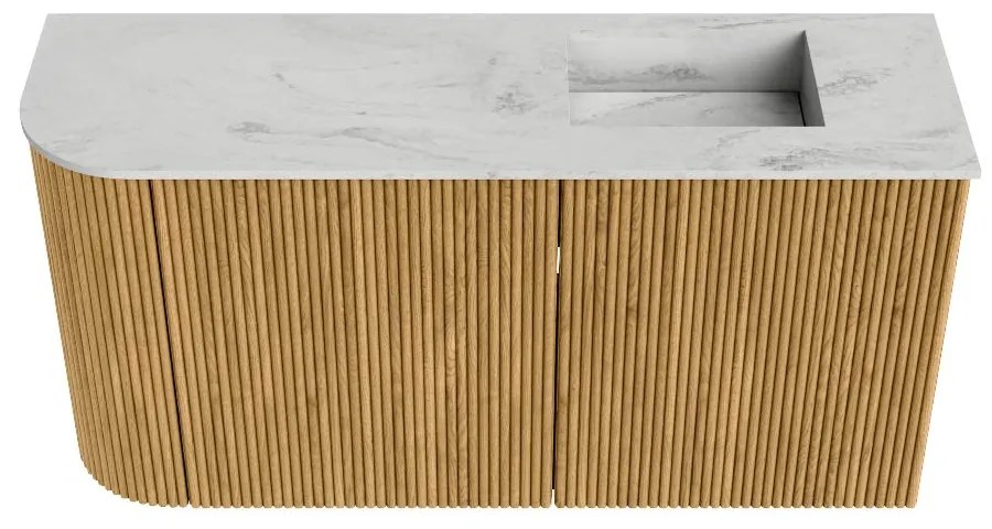 Mondiaz Joya DLux 80cm toiletmeubel ronding links oak met wastafel faye rechts zonder kraangat opalo