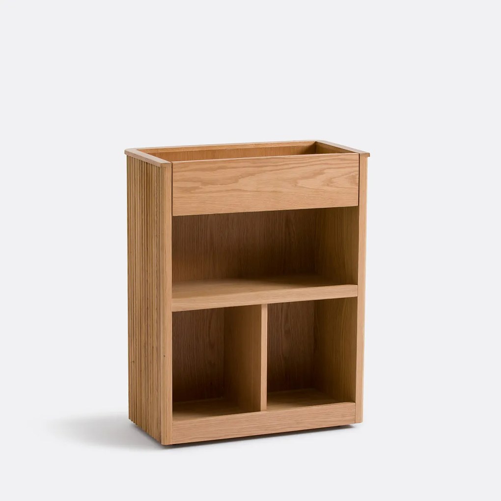 Wandtafel, opbergruimte op wielen, eiken fineer, Tamula