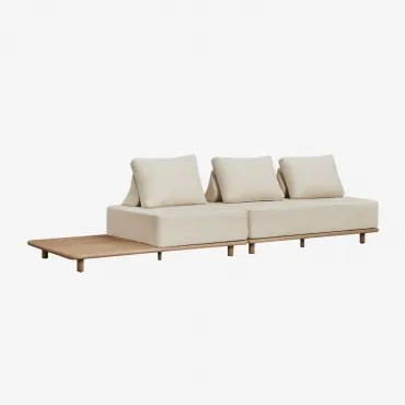 Modulaire 2-delige Chaise Longue Bank Met Bijzettafel Van Acaciahout Portet Lichte Acaciekleur - Sklum
