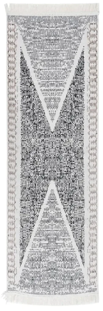 vidaXL Vloerkleed 80x300 cm katoen zwart en grijs