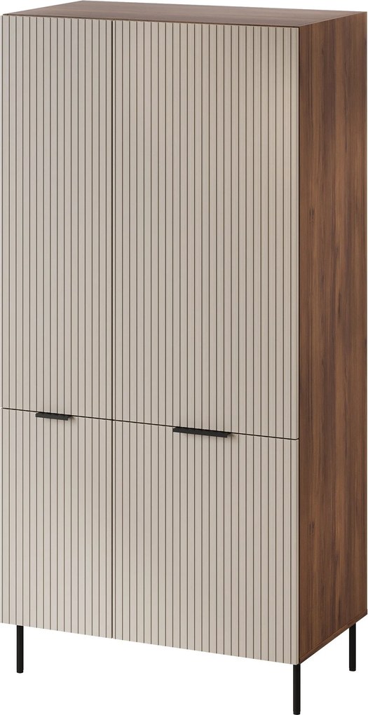 Kledingkast Mardalu 104, Notenhout, Kasjmier, 186x90x52cm, 72.5 kg, Kledingkast deuren: Met scharnieren