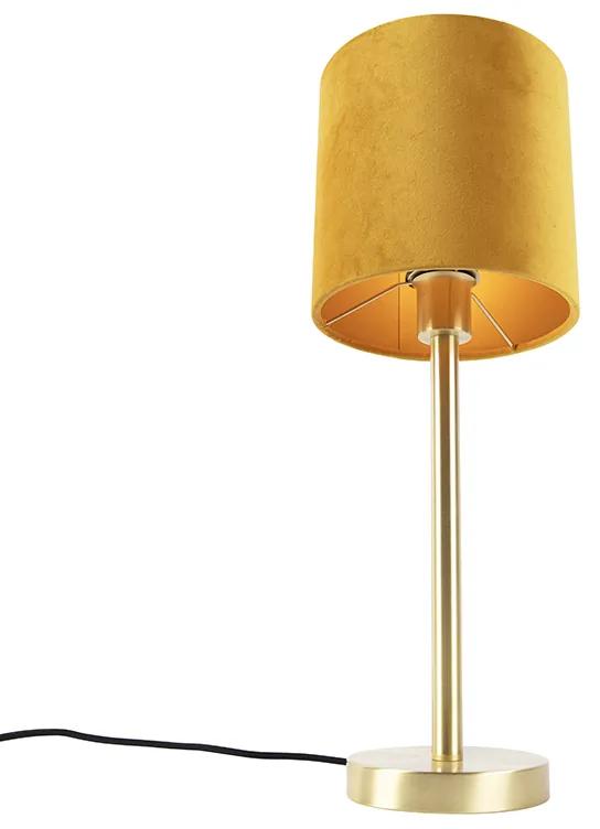 Tafellamp messing met gele kap 20 cm - Simplo Modern, Art Deco, Landelijk, Klassiek / Antiek E27 cilinder / rond rond Binnenverlichting Lamp