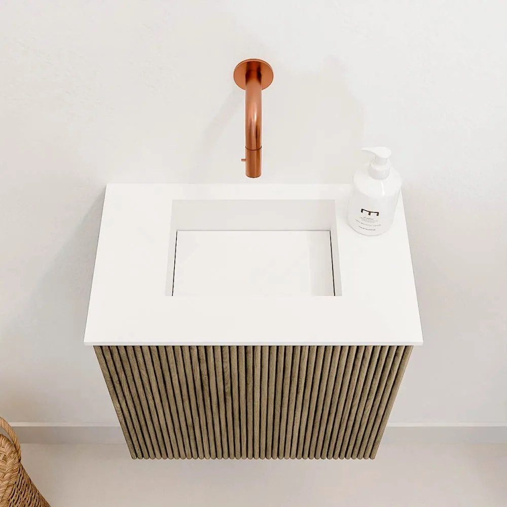Mondiaz Joya 40cm toiletmeubel dusk met wastafel faye midden zonder kraangat talc