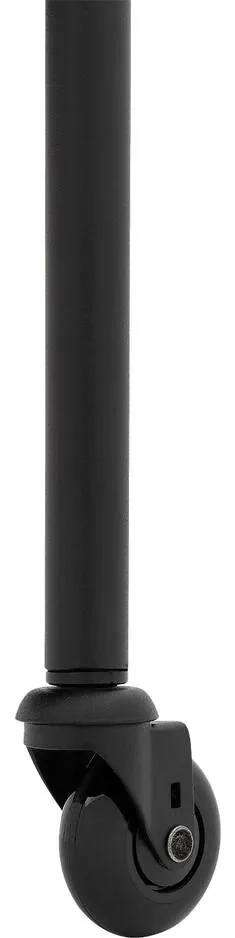 Goossens Eetkamerstoel Funk Zwarte Poten lichtgrijs stof leuning en met wielenZwart skater wiel met zwarte kap, modern design