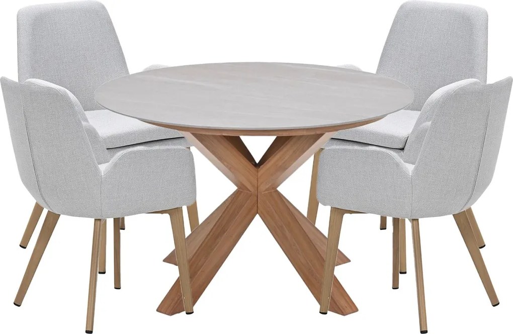 Garden Impressions Amalia tuinset 5-delig light teak look - Duuk tuintafel Ø120 cm