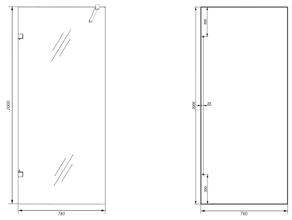 Saniclear Modern Iron profielloze inloopdouche 80x200 verouderd ijzer - gunmetal