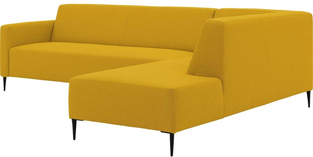 Goossens  Key West geel, stof, 3-zits, modern design met ligelement rechts