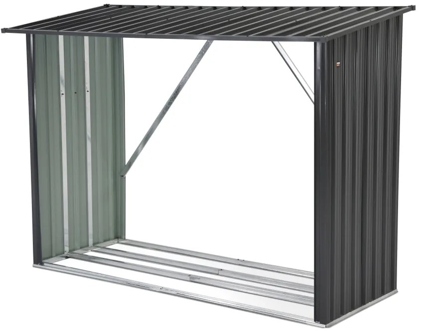 Metalen houtopslag voor achtertuin Ottawa 2,17 x 0,83m Store Boss antraciet