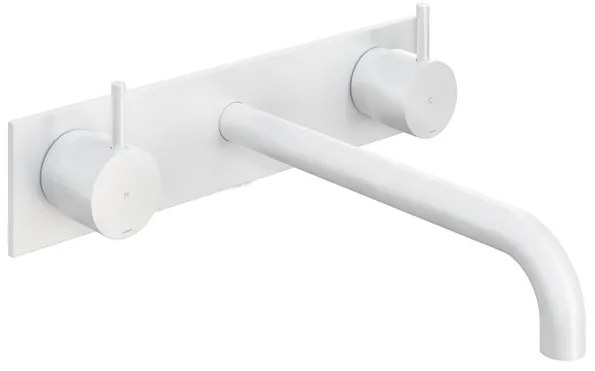Hotbath Cobber afbouwdeel wastafelmengkraan met achterplaat en 25 cm uitloop mat wit CB006TEXT25WH