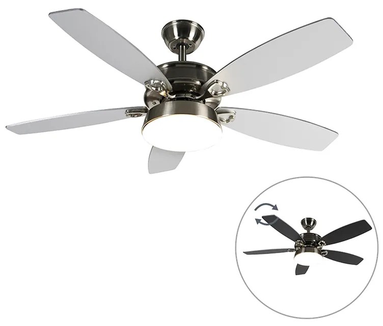 Plafondventilator staal met afstandsbediening incl. LED - Malaki