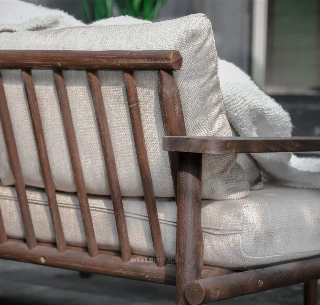 The Outsider Hoek Loungeset - Laruna - Acaciahout - Vintage Bruin / Wit - The Outsider