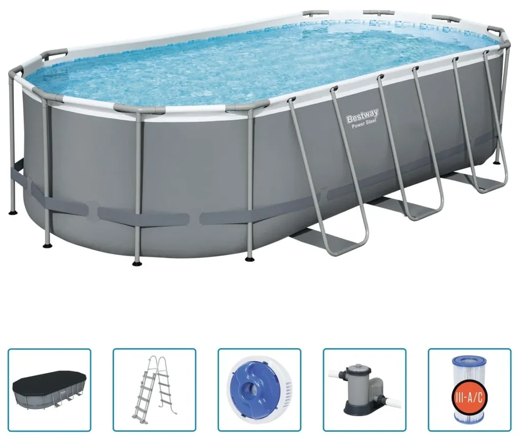 Bestway Zwembad Power Steel bovengronds ovaal 549x274x122 cm
