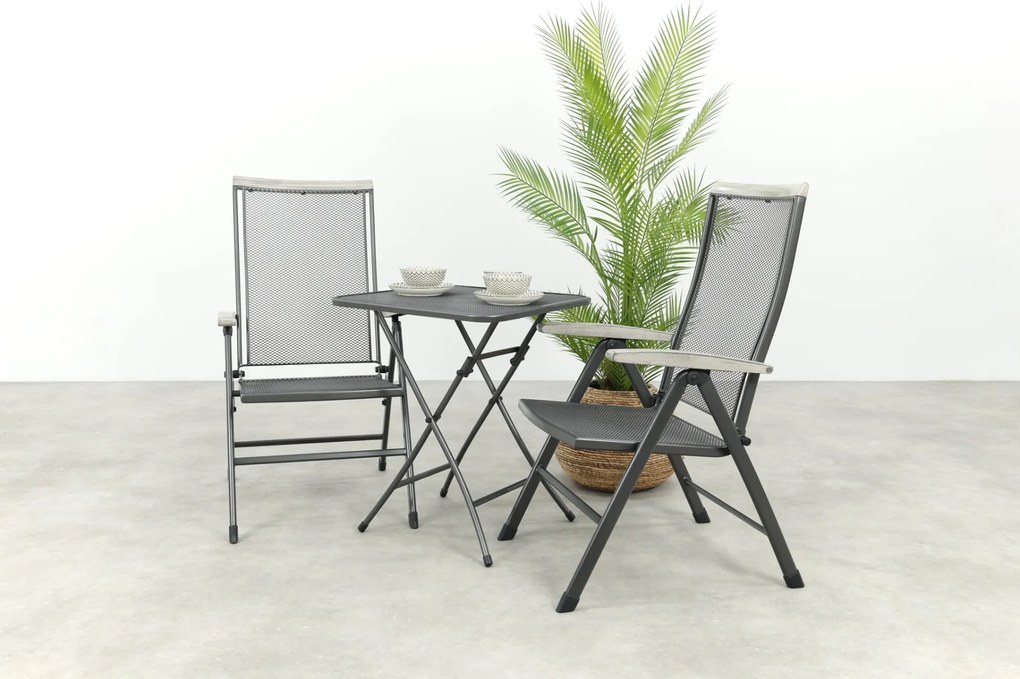 Royal Garden Balero inklapbare balkonset 3-delig strekmetaal 60x60 cm.