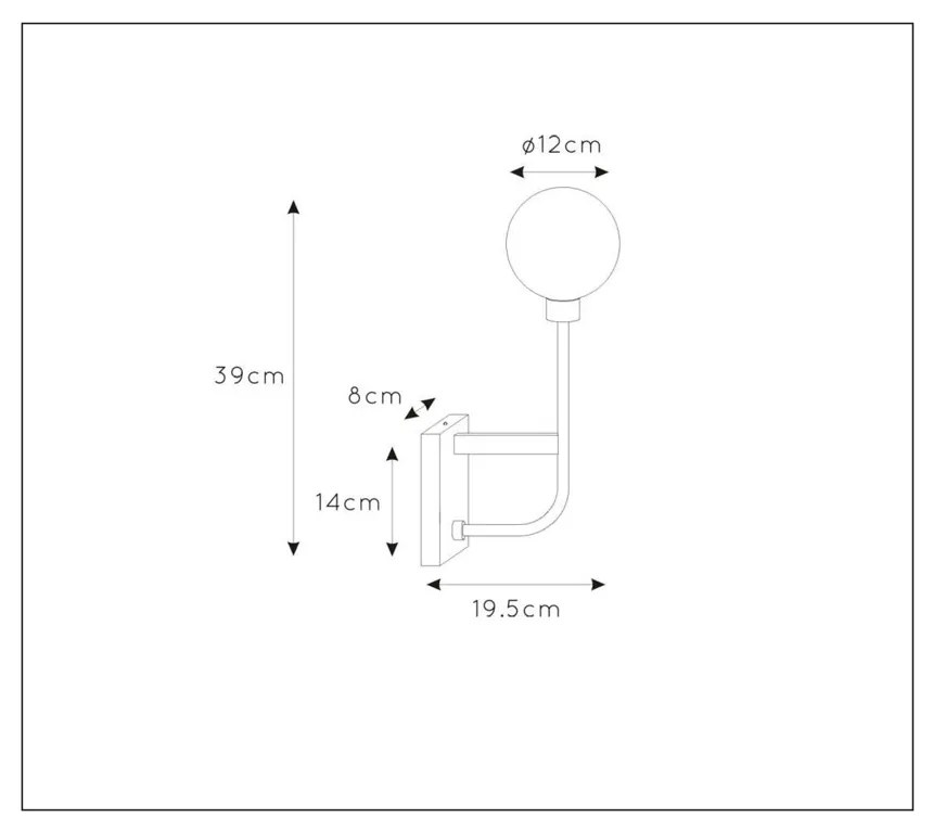 Lucide Berend wandlamp 33W hoog zwart