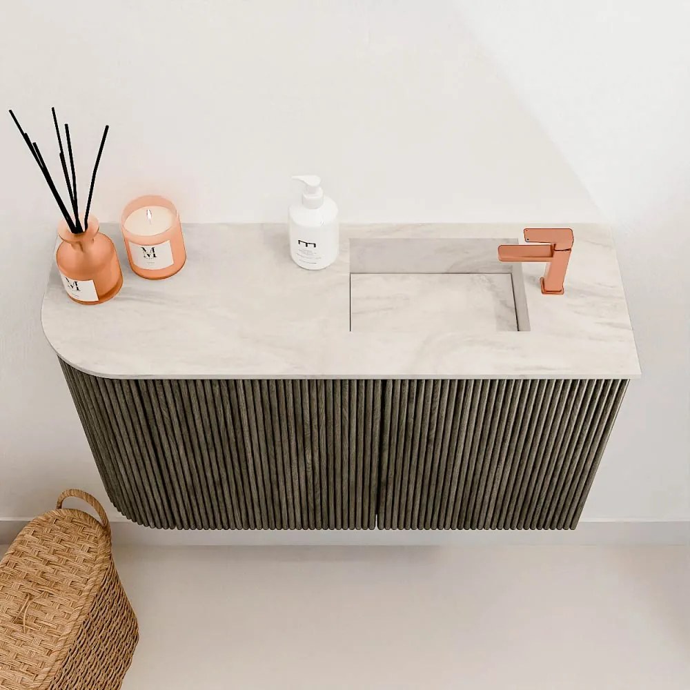 Mondiaz Joya DLux 70cm toiletmeubel ronding links shadow met wastafel faye rechts 1 kraangat ostra