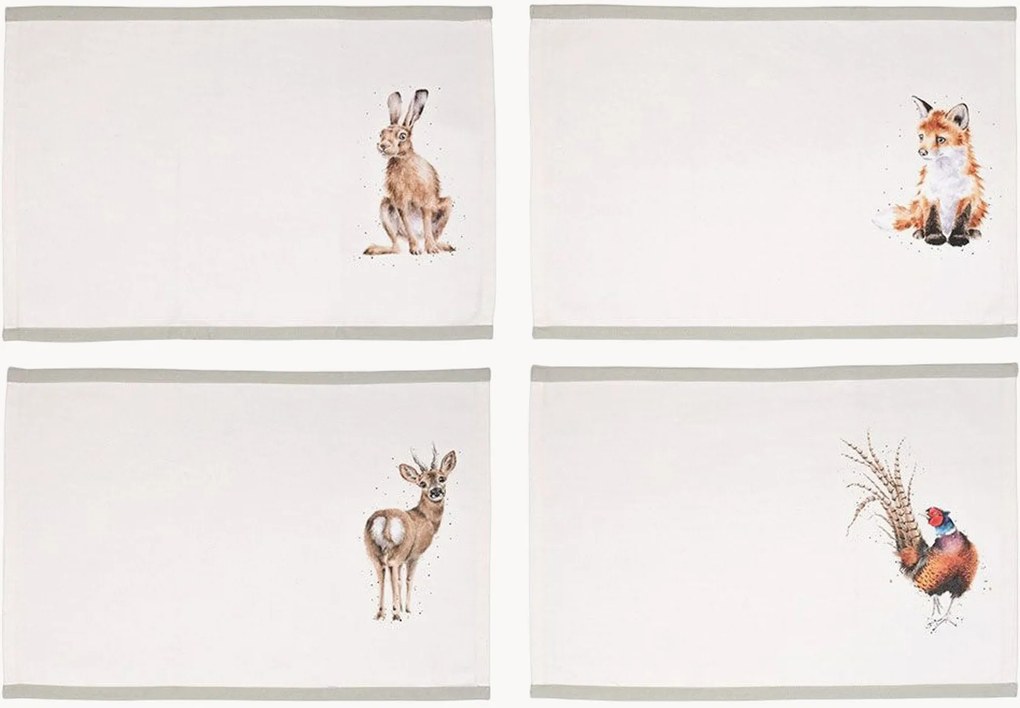 Katoenen placemats Woodland, 4-delig