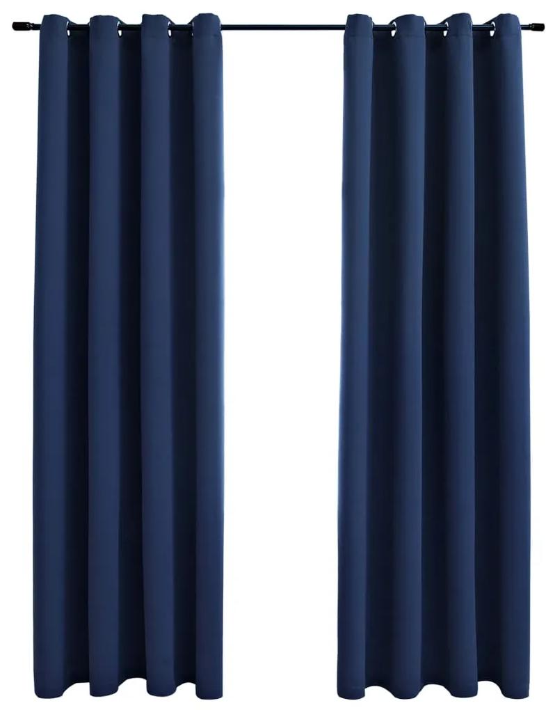 vidaXL Gordijn verduisterend met metalen ringen 2 st 140x175 cm blauw