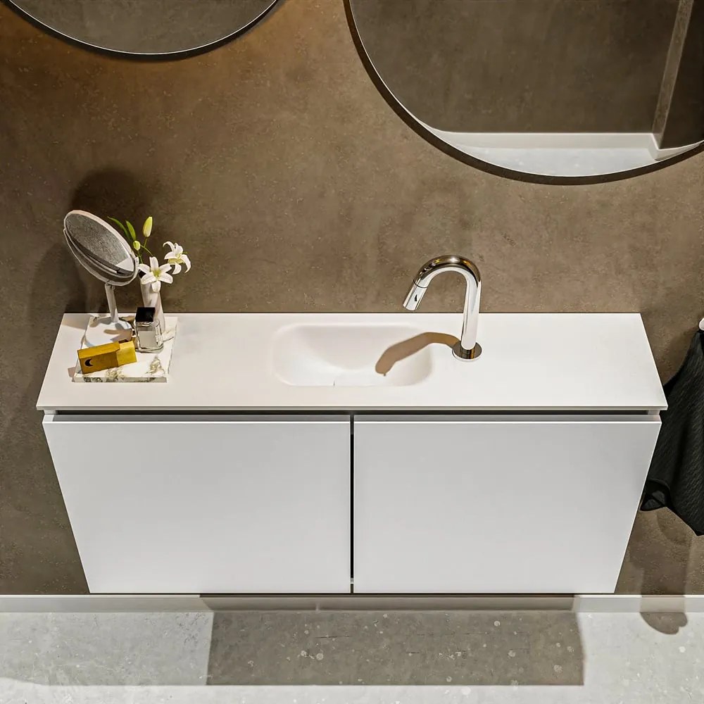 Mondiaz Ture 100cm toiletmeubel talc met wastafel talc midden 1 kraangat