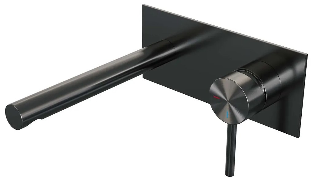 Brauer Gunmetal Edition ColdStart wastafelkraan inbouw rechte uitloop met achterplaat model A1 gunmetal geborsteld PVD