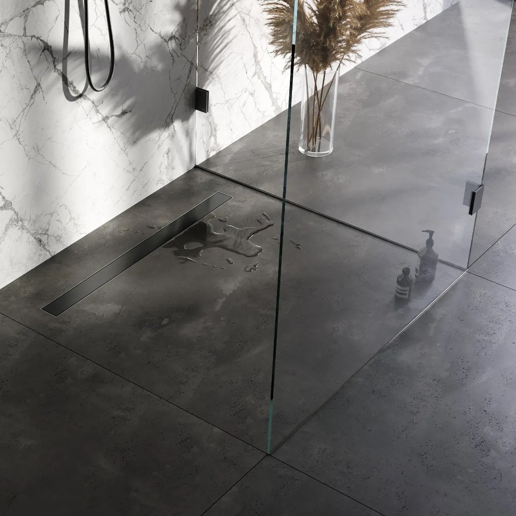 Brauer douchegoot 90x7cm met multifunctioneel rooster en flens gunmetal geborsteld PVD