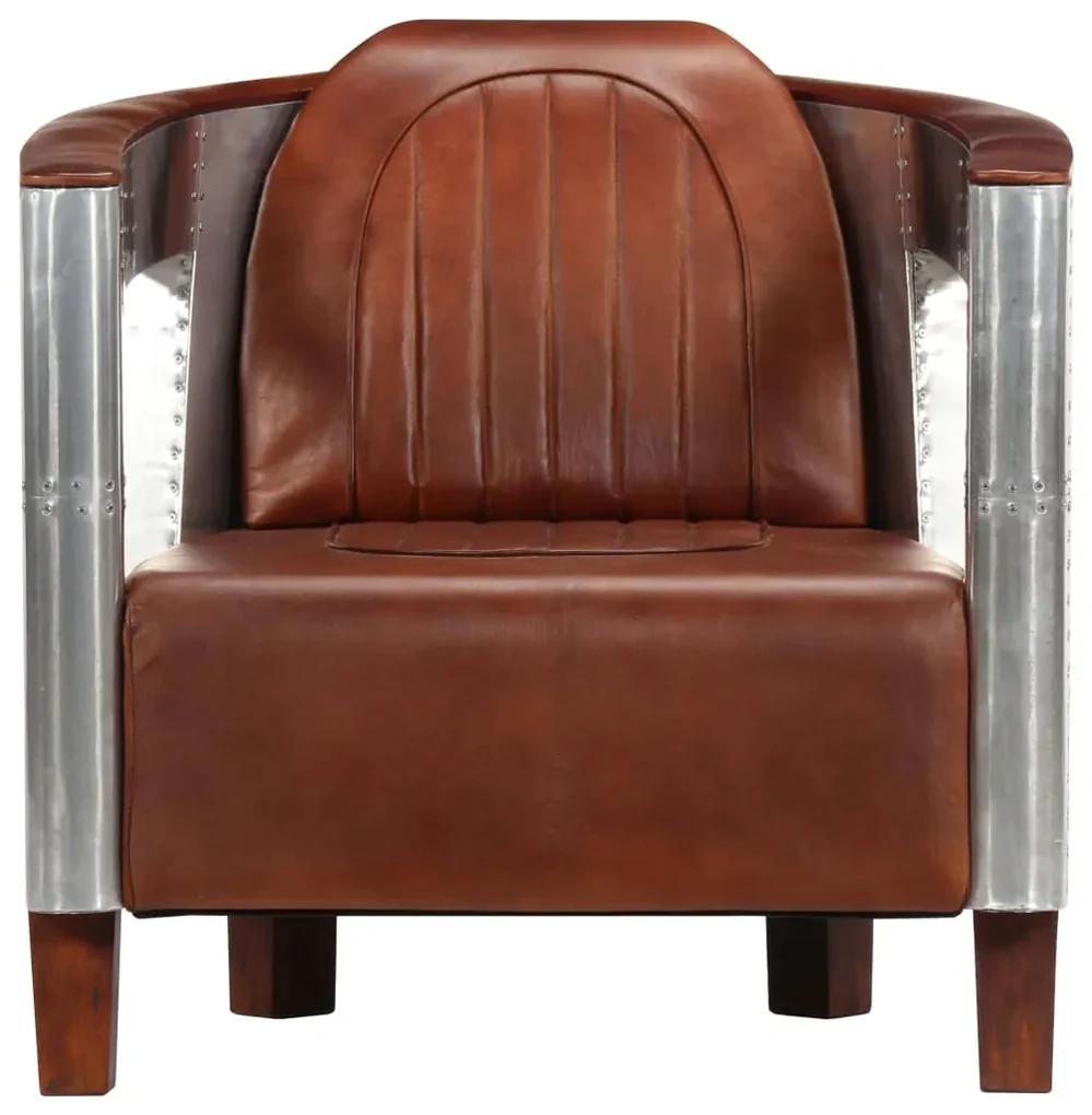 vidaXL Fauteuil luchtvaartstijl echt leer bruin