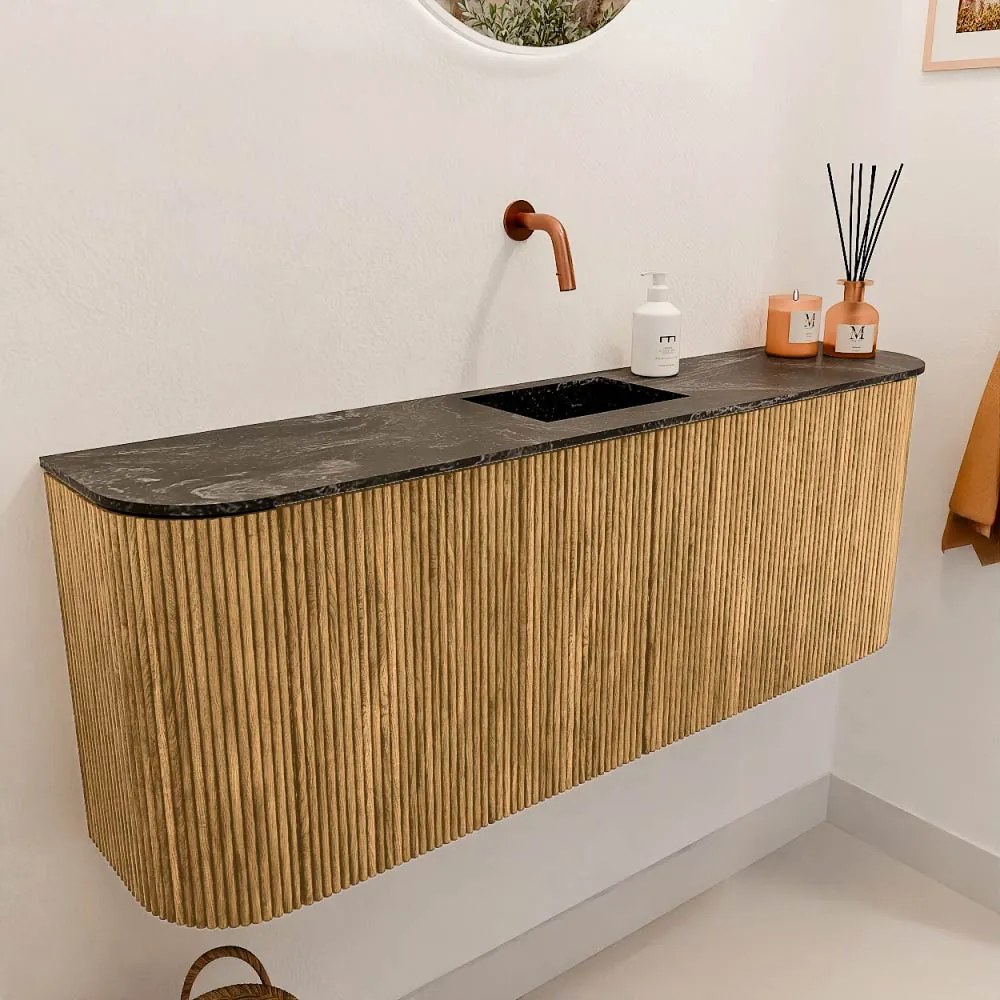 Mondiaz Joya DLux 115cm toiletmeubel ronding links/rechts oak met wastafel faye midden zonder kraangat lava