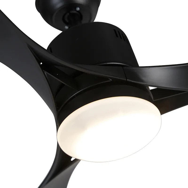 Plafondventilator met lamp zwart incl. LED en afstandsbediening - Kolm Modern rond Binnenverlichting Lamp