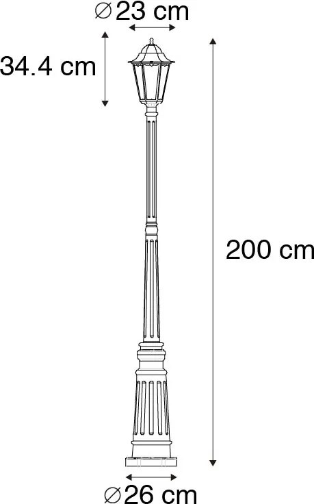 Klassieke buitenlantaarn zwart 200 cm IP44 - Havana