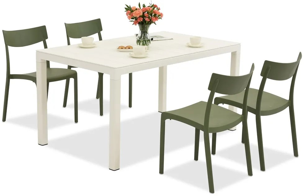 King/Provence tuinset wit en groen voor 4 personen Bica