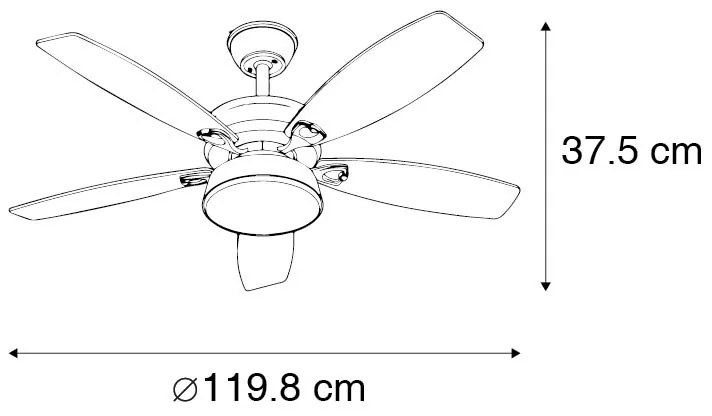 Plafondventilator met lamp zwart met afstandsbediening incl. LED - Malaki Modern rond Binnenverlichting Lamp