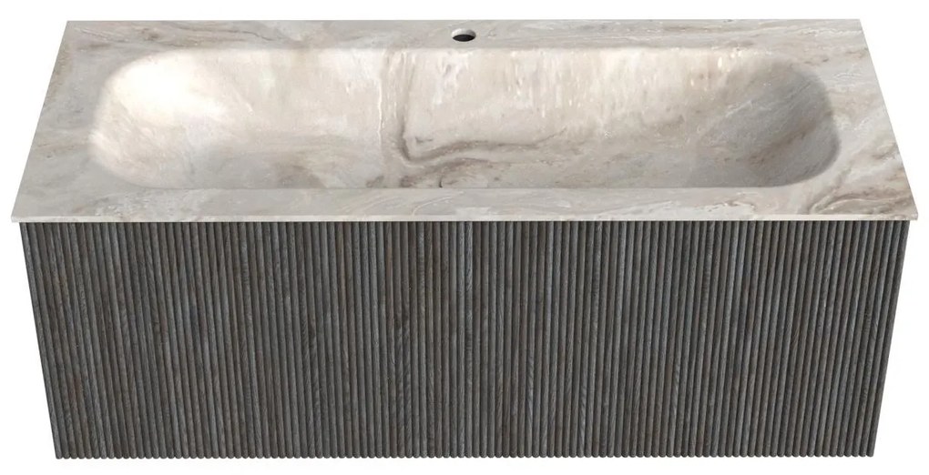 Mondiaz Kurve-dlux 110cm badmeubel shadow met 1 lade en wastafel big medium midden 1 kraangat frappe