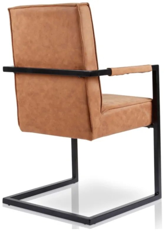 Eetkamerstoel - Andries - Lederlook Soft Cognac - Met armleuning